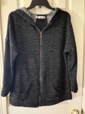 Maurices Black and White Knit Zip Cardigan